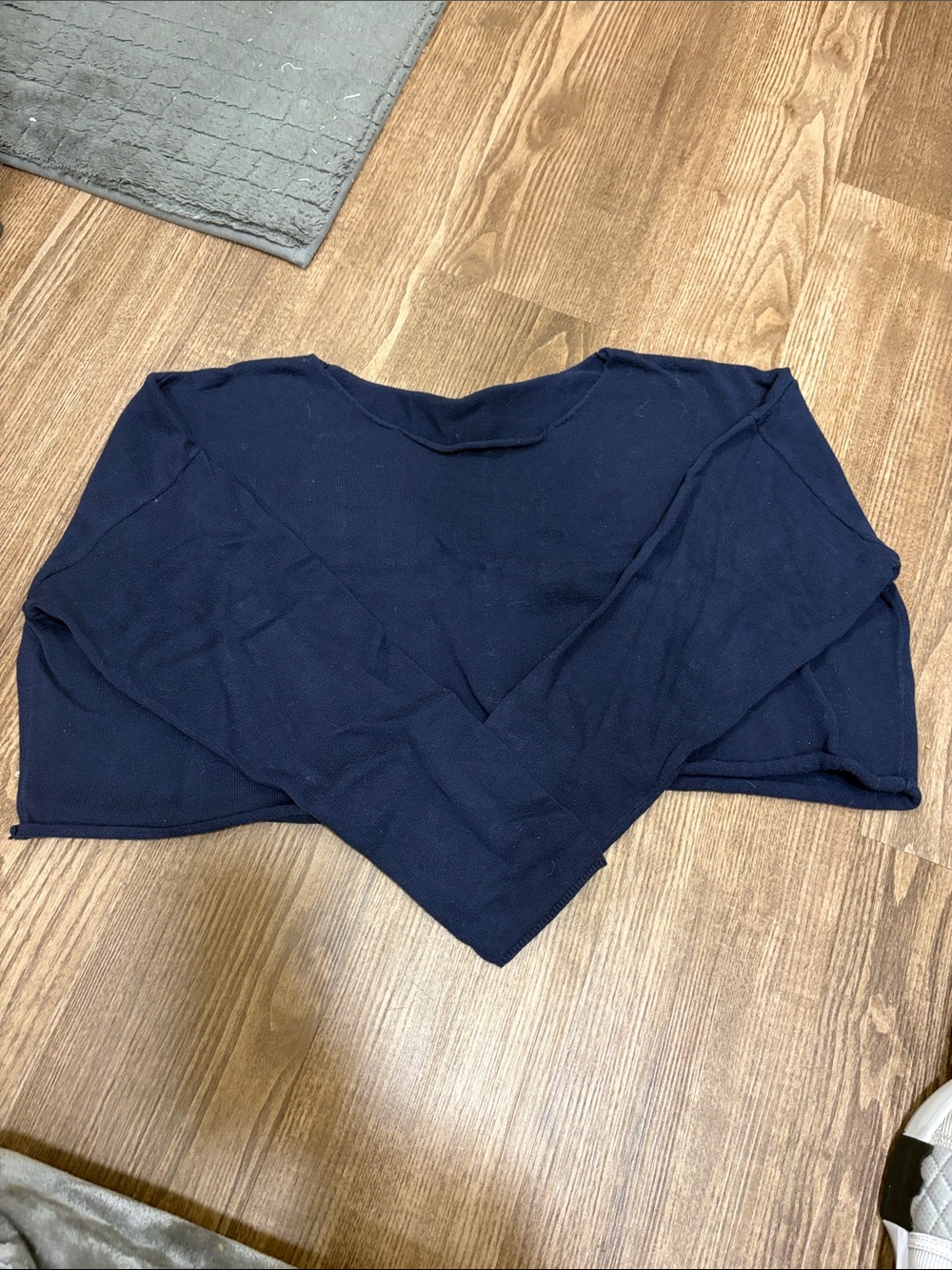 Brandy Melville Navy Blue Long Sleeve Crop Top